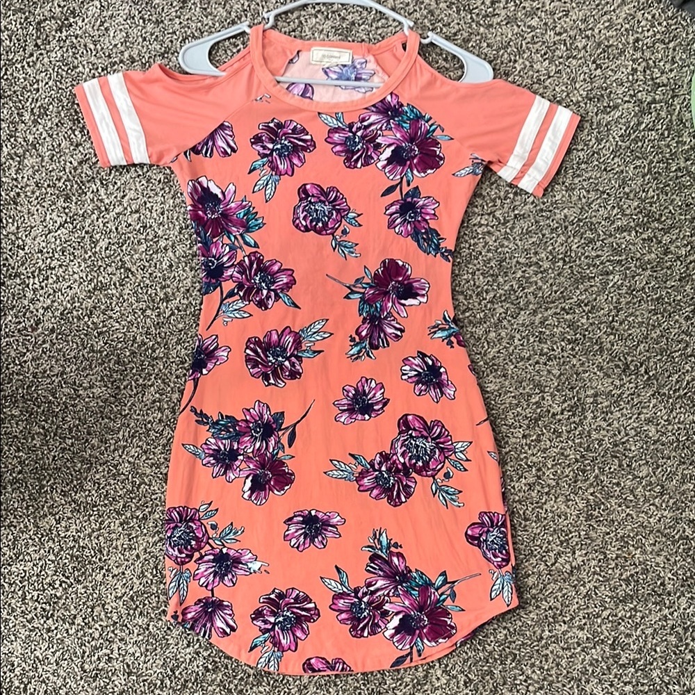 No Comment Elegant Coral Bodycon Floral Midi Dress